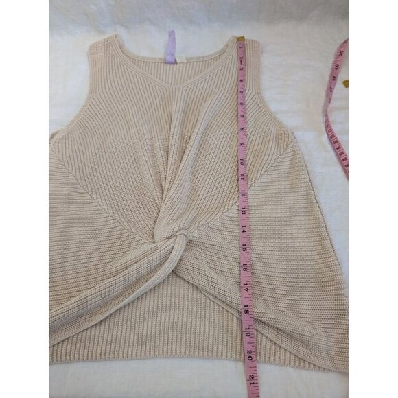 Alga v neck knit sweater tank with knotted front | tan women's size Medium A2 - Picture 8 of 8